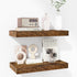 Fun Memories 16 Inch Floating Shelves - Deep Rustic Wooden Wall Shelves - Extra Deeper & Thicker Wall Mounted Storage Shelf for Bedroom, Kitchen, Farmhouse - 2 Pack, Rustic Brown
