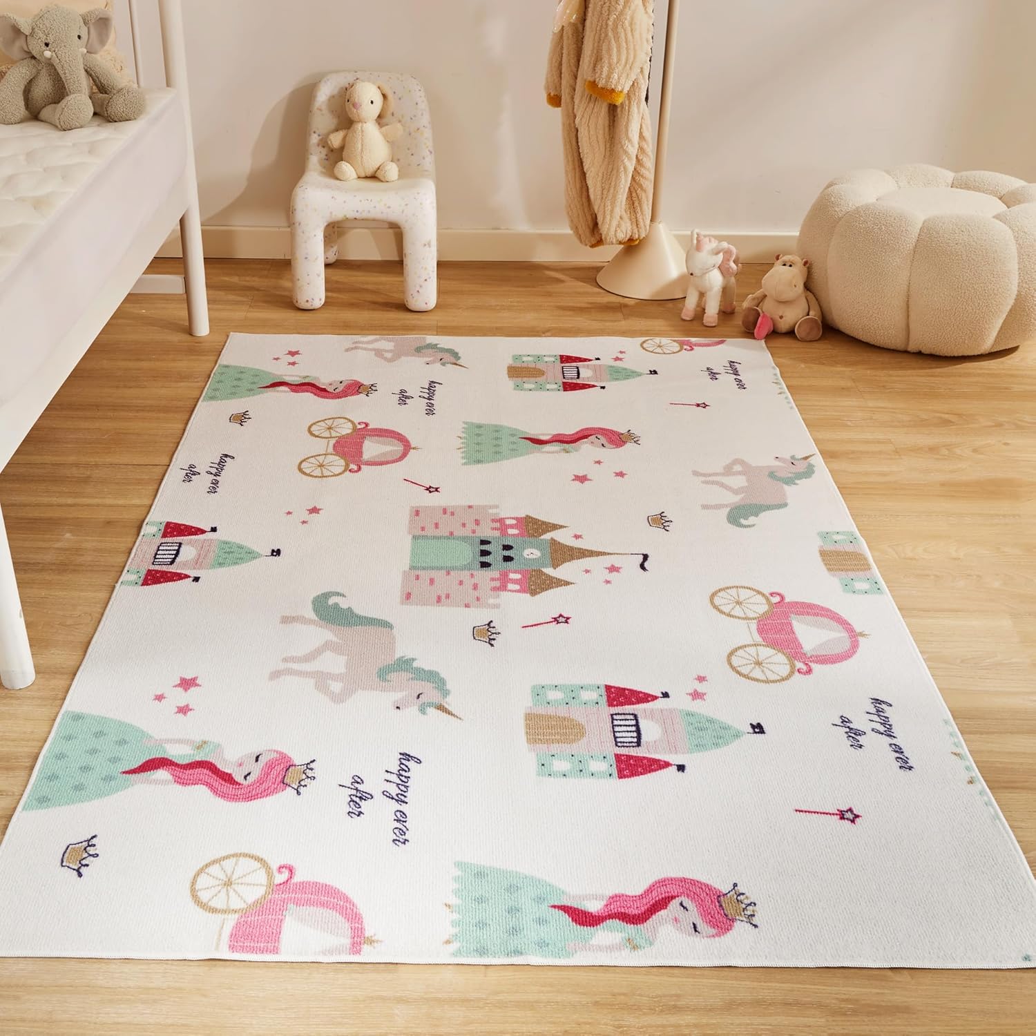 Kids Rugs for Playroom, Non Slip Area Rugs for Bedroom - Princess Castle