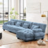 Modular Sectional Sofa, Comfy Cloud Couch 4 Seater Couch with Ottoman, Sectional Couches for Living Room, Modern Chenille L Shaped Couches, Sleeper Deep Seat Sofa with Throw Pillows, Blue