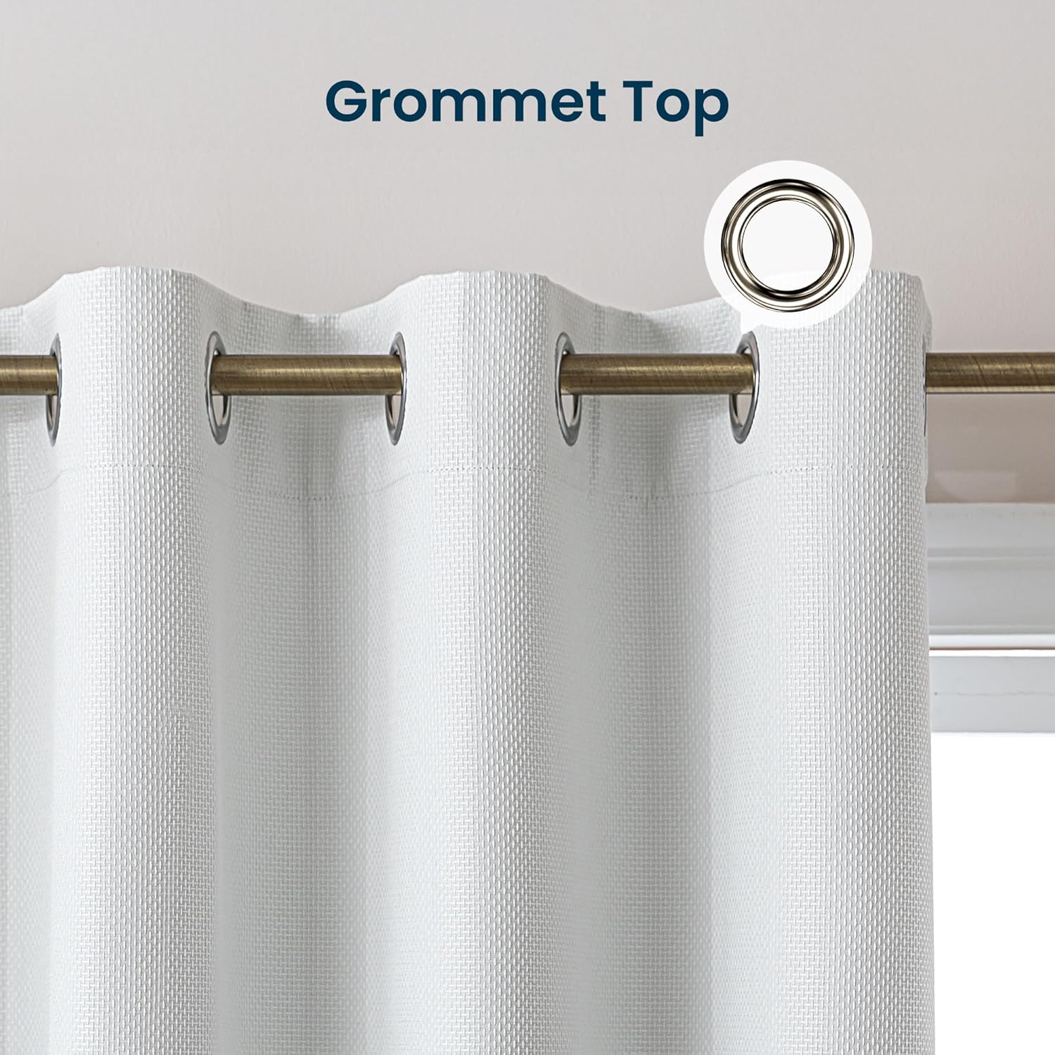 Blackout Curtains for Room Darkening Window Drapes with Rod Pocket 2 Panels Set-White