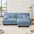 Modular Sectional Sofa, Comfy Cloud Couch Oversized Loveseat with Ottoman, Sectional Couches for Living Room, Modern Chenille L Shaped Couch, Sleeper Deep Seat Sofa with Throw Pillows, Blue