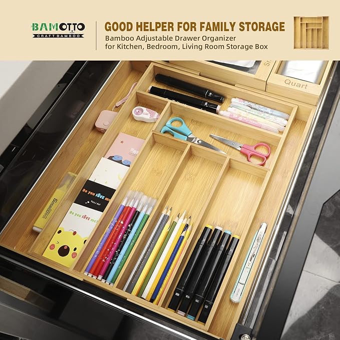 Expandable Bamboo Drawer Organizer – Large 20