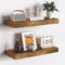Fun Memories Floating Shelves - 16 Inch Rustic Brown Wall Shelf - Wall Mounted Shelves for Wall Decor Storage - Wooden Shelves with Invisible Brackets for Living Room, Bedroom, Kitchen, 2 Pack