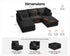 Oversized Modular Sofa, Extra Deep Cloud Corduroy Sectional Couch with Ottoman Chaise, Fluffy Corduroy 5 Seater Sofa Bed for Living Room, Villa (U Shape 5 Seater, Corduroy Black)