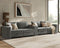HULALA HOME 148" Modular Sectional Sofa with USB Port and Console, 4 Seater Sofa with Storage Ottoman, Oversized Sectional Couches for Living Room, FSC Certified, Grey