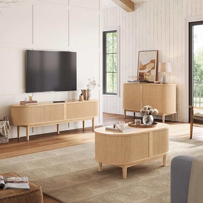 LINSY HOME Fluted TV Stand for 75