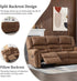 CANMOV Faux Leather Manual Reclining Sofa,3 Seat Recliner Couch Sofa with Overstuffed Comfortable Arms and Back for Living Room,Office,Nut Brown