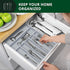 ROYAL CRAFT WOOD Luxury Bamboo Kitchen Drawer Organizer - Silverware Organizer - Utensil Holder and Cutlery Tray with Grooved Drawer Dividers for Flatware and Kitchen Utensils (7 Slot, Gray)