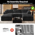 118" U Shaped Modern Sofa Modular Sectional Cloud Couch with 2 Ottoman,Upholstered Couches with Plush Corduroy Fabric for Living Room Furniture,Bedroom and Apartment,No Assembly Required,Black