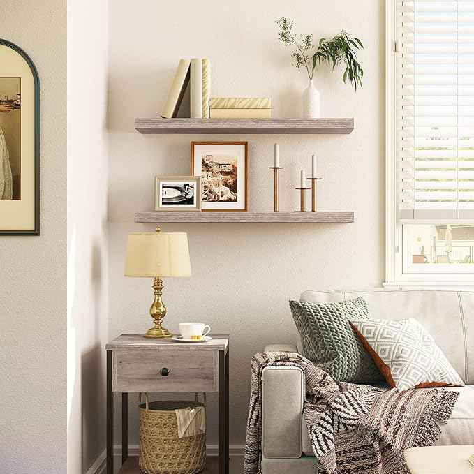 HOOBRO Floating Shelves for Wall, Wall Mounted Shelf Set of 2, 31.5