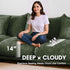 Modern Minimalist Chenille Modular Sectional Sofa, Oversized 8-Seater Sleeper Sofa with Movable Ottoman, Thick Cushions, Upholstered Couch for Living Room, Bedroom, Office, Apartment(Green,8-Seater)