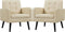 Yaheetech Mid-Century Accent Chairs, PU Leather Modern Upholstered Living Room Chair, Cozy Armchair Button Tufted Back and Wood Legs for Bedroom/Office/Cafe Beige 2PCS