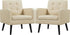 Yaheetech Mid-Century Accent Chairs, PU Leather Modern Upholstered Living Room Chair, Cozy Armchair Button Tufted Back and Wood Legs for Bedroom/Office/Cafe Beige 2PCS