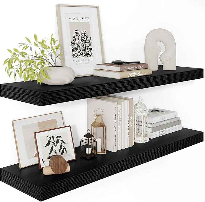 Black Floating Shelves for Wall 36 Inches Long, 12