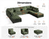 Oversized Modular Sofa, Extra Deep Cloud Corduroy Sectional Couch with Ottoman Chaise, Fluffy Chenille 8 Seater Couch Bed for Living Room, Villa (Sofa Bed 8 Seater, Corduroy Green)