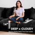 Modern Minimalist Chenille Modular Sectional Sofa, Oversized Deep-Seat U-Shaped Couch with Movable Ottoman, Thick Cushions, Upholstered Sofa for Living Room, Bedroom, Office, Apartment Black 1 Ottoman