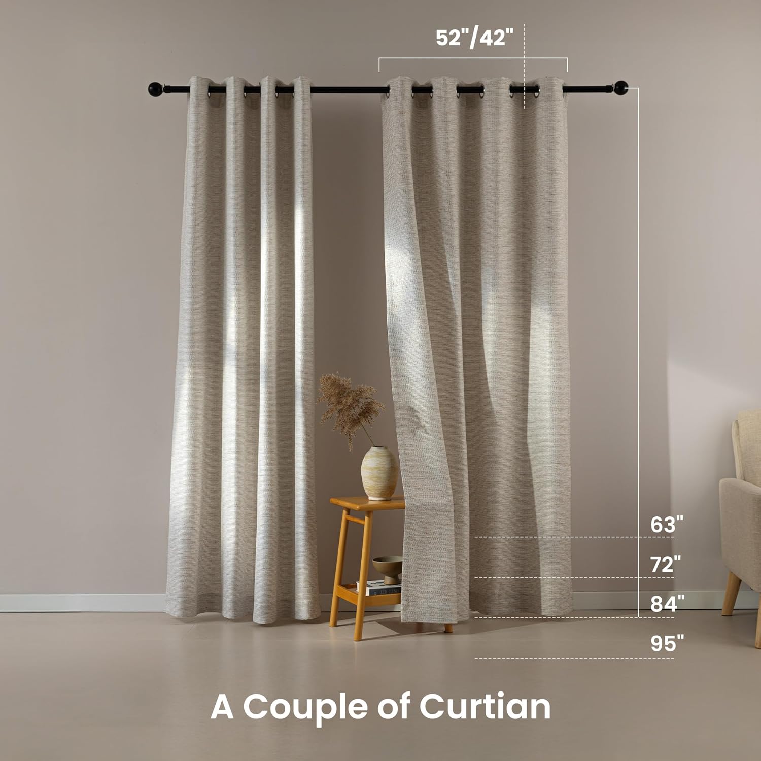Semi-Blackout Curtains for Bedroom and Living Room