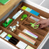 ROYAL CRAFT WOOD Luxury Bamboo Kitchen Drawer Organizer - Silverware Organizer - Utensil Holder and Cutlery Tray with Grooved Drawer Dividers for Flatware and Kitchen Utensils (9 Slot, Brown Bamboo)