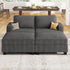 Nolany Corduroy Sectional Couch with Storage Ottoman, Sleeper Sectional Sofa, Modular Sectional Couches for Living Room, Dark Grey
