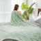 Cozy Bliss Checkered White Faux Rabbit Fur Throw Blanket, Soft Fuzzy Fluffy Minky Cream Furry Blankets for Couch, Bed (Sage Green, King(108" x 90")