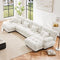U Shaped Couch Sectional Couch, 4-Seater Cloud Couch Sectional Oversized Couch, Sofa Bed Couch with Round Bolster Armrests 6 Pillows, Modular Couch Home Sofa Living Room Couch(White)