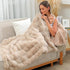 RYNGHIPY Faux Fur Blanket for Couch Fluffy Warm Throw Blanket for Sofa Bed Thick Furry Bubble Blanket (Camel, 51''x63'')