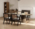 Rattan Dining Chairs Set of 2, Farmhouse Wicker Dining Chairs with Removable Linen Cushion Accent Cane Armchair for Dining Room Kitchen Restaurant, Black