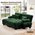Modular Sectional Sofa, Cloud Couch U Shaped Sectional Couches for Living Room, Green Couch Oversized Loveseat with Movable Ottoman, Modern Deep Seat Sofa with Throw Pillows, Chenille