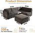 Modular Sectional Sofa, 130.7" L Shaped Couch Set for Living Room, 4-Seater Comfy Cloud Couches with Movable Ottoman, DIY Combination, Plush Corduroy, Gray