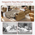 Three Motor Large-Wide Power Lift Chairs Recliners for Big and Tall Elderly, 180° Lay Flat Lift Chair, Infinite Position, Power Headrest, Heat & Vibration Massage (Plush Flannel, Camel Beige)