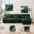 Modular Sectional Sofa, Comfy Cloud Couch 3 Seater Couch with Ottoman, Sectional Couches for Living Room, Modern Chenille L Shaped Couches, Sleeper Deep Seat Sofa with Throw Pillows, Green