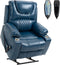 Dual Motor Power Lift Recliner Chair for Adults Elderly, Lay Flat Faux Leather Recliners with Massage Heating, Infinite Position, 2 Cup Holders, 2 Side Pockets, Up to 400LBS