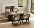 Rattan Dining Chairs Set of 6, Farmhouse Wicker Dining Chairs with Removable Linen Cushion Accent Cane Armchair for Dining Room Kitchen Restaurant, Black