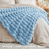 BEDELITE Faux Rabbit Fur Blanket, Luxurious 3D Striped Spring Blanket for Decor & Gift, Soft and Warm Plush Fluffy Faux Fur Throw Blanket All Seasons Suitable, (Light Blue, 50"x 60")