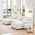 U Shaped Couch Sectional Couch, 3-Seater Cloud Couch Sectional Oversized Couch, Sofa Bed Couch with Round Bolster Armrests 5 Pillows, Modular Couch Home Sofa Living Room Couch(White)