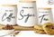 Coffee Tea and Sugar Ceramic Canister Set - 3-Piece Airtight Kitchen Canisters for Countertop - Coffee Bar Container Set