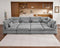 Oversized Modular Sofa, Extra Deep Cloud Chenille Sectional Couch with Ottoman Chaise, Fluffy Chenille 8 Seater Sofa Bed for Living Room, Villa (Sofa Bed 8 Seater, Chenille Grey)