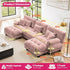 U Shaped Couch Sectional Couch, 3-Seater Cloud Couch Sectional Oversized Couch, Sofa Bed Couch with Round Bolster Armrests 5 Pillows, Modular Couch Home Sofa Living Room Couch(Pink)