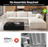 118" L Shaped Modern Sofa Modular Sectional Cloud Couch with Ottoman,Deep Seat Upholstered Couches with Plush Corduroy Fabric for Living Room Furniture,Bedroom and Apartment,No Assembly Required,White