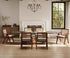 Rattan Dining Chairs Set of 6, Farmhouse Wicker Dining Chairs with Removable Linen Cushion Accent Cane Armchair for Dining Room Kitchen Restaurant, Walnut