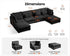 Oversized Modular Sofa, Extra Deep Cloud Corduroy Sectional Couch with Ottoman Chaise, Fluffy Chenille 6 Seat U-Shaped Sofa for Living Room, Villa (U Shape 6 Seater, Corduroy Black)