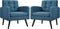 Yaheetech Mid-Century Accent Chairs, Modern Upholstered Living Room Chair, Cozy Armchair Button Tufted Back and Wood Legs for Bedroom/Office/Cafe, Set of 2, Navy Blue