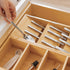 Premium Cutlery, Flatware, and Silverware Drawer Organizer – Slanted 3-Compartment Design with Labeled Slots, Non-Slip Feet, 100% Sustainable Bamboo