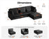 Oversized Modular Sofa, Extra Deep Cloud Corduroy Sectional Couch with Ottoman Chaise, Fluffy Chenille L-Shaped Sofas for Living Room, Villa (L Shape 4 Seater, Corduroy Black)