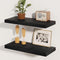 Fun Memories Rustic Black Floating Shelves 24 Inch Long, 8 Inch Deep Floating Shelf, 24 x 8 Wall Shelves Set of 2, Deep Black Bathroom Shelves, 24 Long Floating Bookshelf Wall Mounted