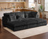 Oversized Modular Sofa, Extra Deep Cloud Corduroy Sectional Couch with Ottoman Chaise, Fluffy Chenille 6 Seater Couch Bed for Living Room, Villa (Sofa Bed 6 Seater, Corduroy Black)