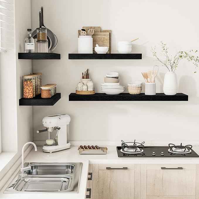 Black Floating Shelves for Wall 36 Inches Long, 12