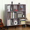 LEYAOYAO 8 Cube Bookshelf,Farmhouse Bookcase with Legs,Modern Dirty Grey Mid-Century Bookshelves,Large 3 Tier Open Storage Organizer Shelf, Retro Wood Display Book Case