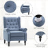 Mid Century Wingback Recliner Chair for Adults, Modern Linen Fabric Push Back Recliner Chairs with Button Tufted Upholstered Back & Footrest, Manual Recliner Chais for Living Room, Nursery, Blue