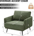 Oversized Accent Chair Set of 2 for Living Room Chairs Reading Arm Chair Comfy Modern Single Sofa Side Chairs with Metal Legs & Soft Cushion for Bedroom, Balcony,Waiting Room (Polyester, Moss Green)